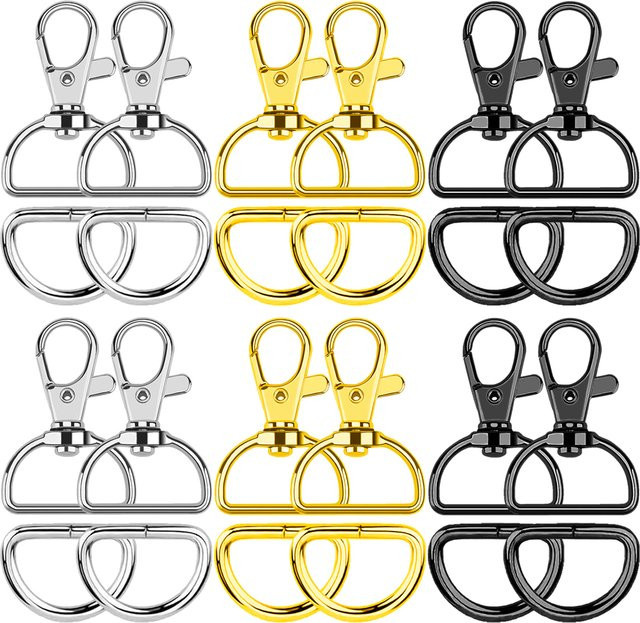 Set aus D-Clip-Drehverschlüssen mit D-Ringen in Gold aus Metall für deine DIY-Bastelarbeiten und Handtaschen-Hardware - Bild 1