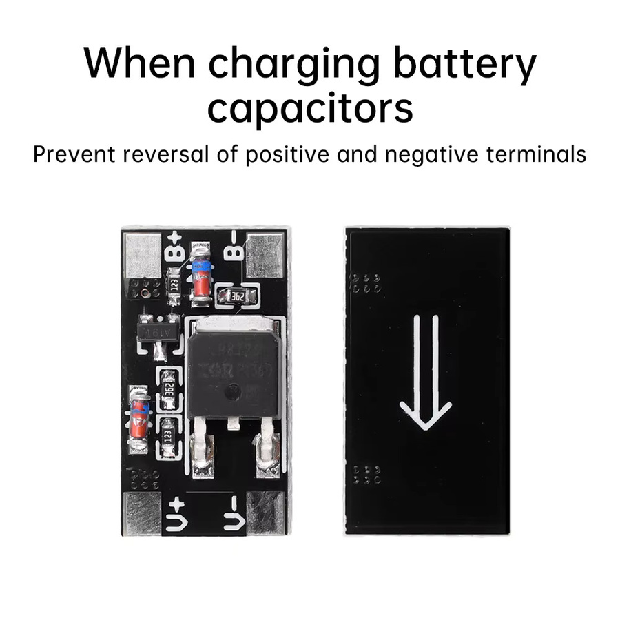 Aideepen Batteriekondensator Verpolungsschutzplatine 12A, Anti-Reverse-Verbindungsmodul 3V-28V, Schwarz - Bild 2