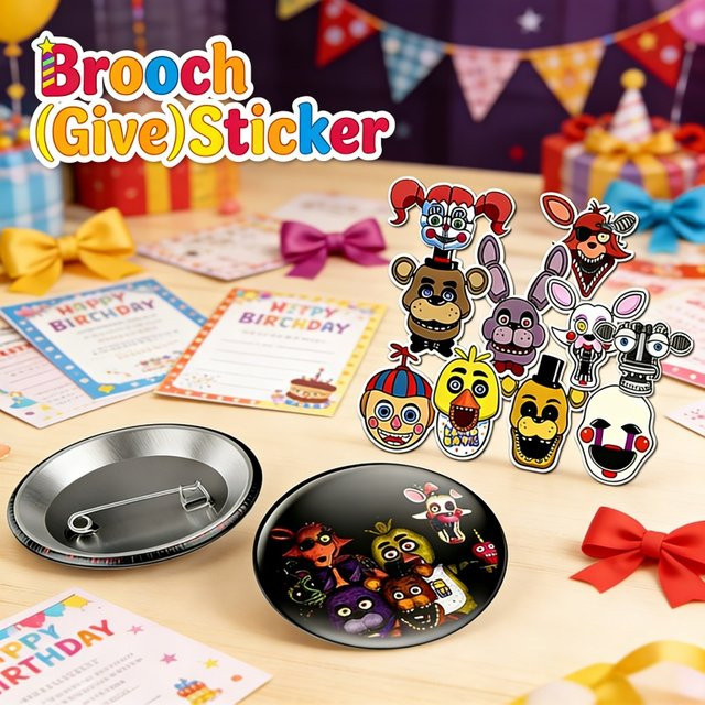 Five Nights at Freddy's Broschen- und Aufkleber-Kombination, Set / Bundle - Bild 1