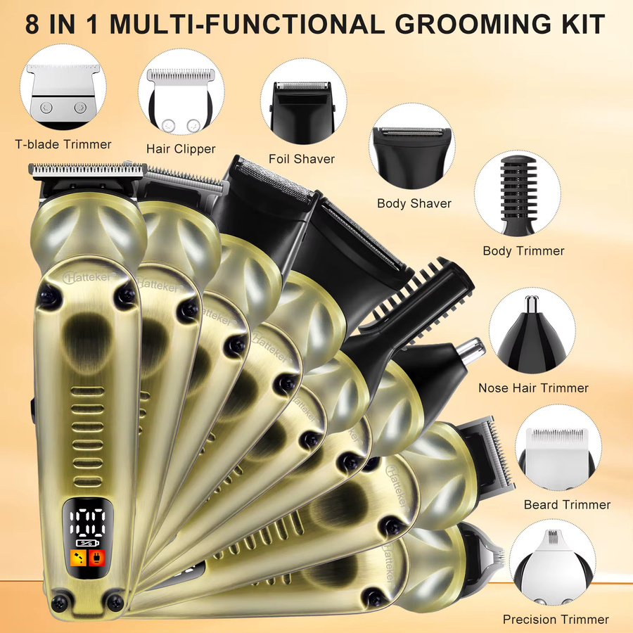 Hatteker 8-in-1 Haarschneidemaschinen-Set, Gold, Unisex - Bild 2