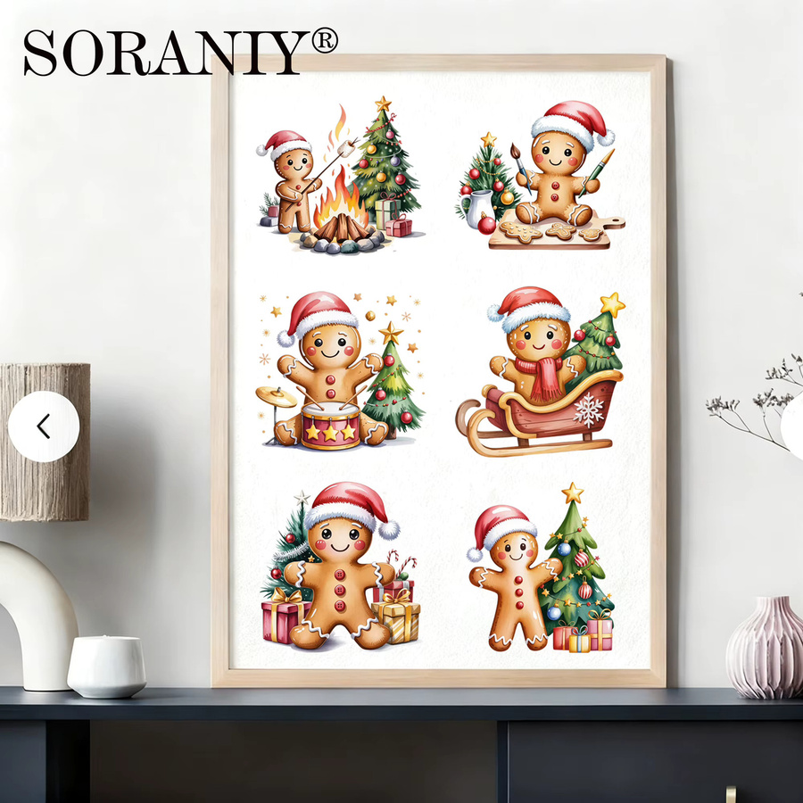 24er Set UV-DTF-Transferaufkleber mit Weihnachts-Lebkuchenmann-Motiv in Multicolour für 16 Oz Wasserflaschen - Bild 5