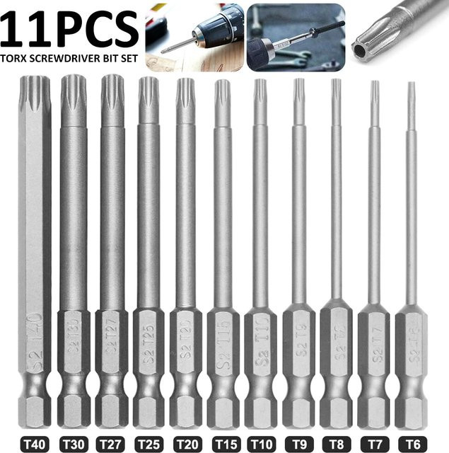 Toorise 11-teiliges Torx-Schraubendreher-Bit-Set aus S2-Stahl in Silber mit 1/4 Zoll Sechskantschaft und magnetischer Funktion - Bild 1