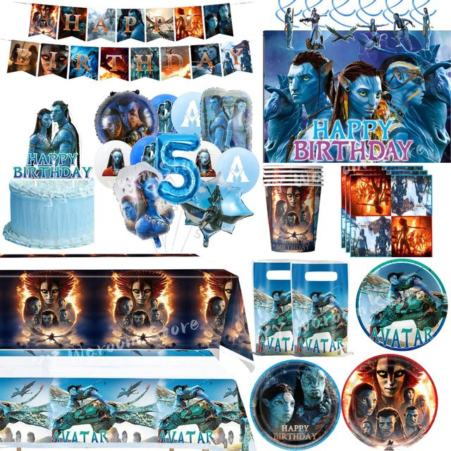Avatar 3 Geburtstagsparty Dekoration Set aus Papier mit Tischdecke, Tellern und Geschenktüten in Mehrfarbig - Bild 1