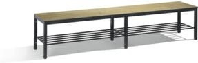 C+P Umkleidebank Basic Plus mit Schuhrost, Dekor Eiche Sereno, Gestell Schwarzgrau, H: 40,1 cm, B: 196,0 cm, T: 35,3 cm - Bild 1