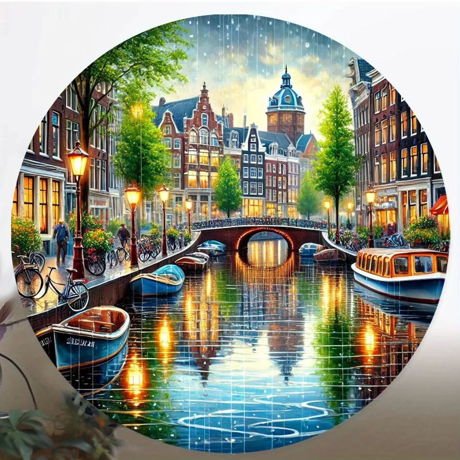 Amsterdam Canal Rundes Metall-Eisen-Schild von Potdemiel, Multicolor, Durchmesser: 20,32 cm - Bild 2