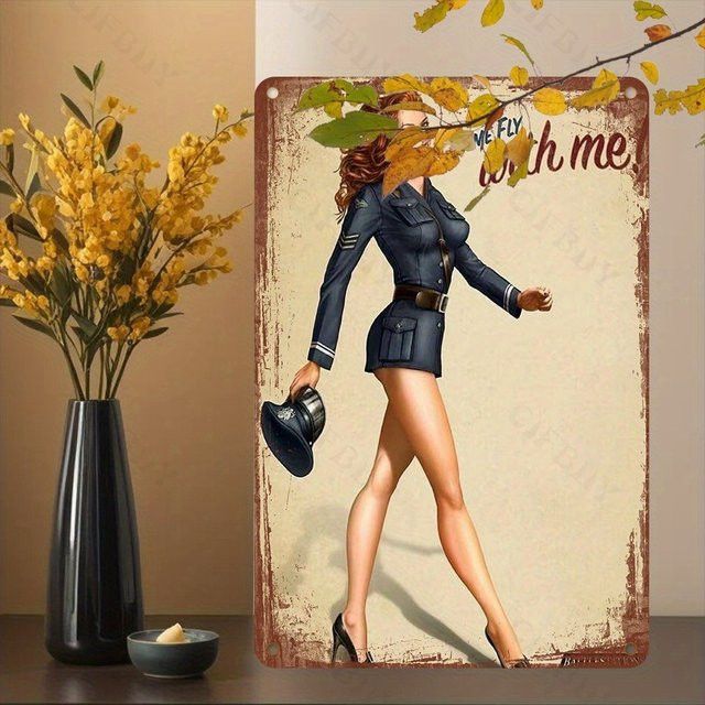 Vintage Aluminiumschild CIFBUY Come Fly With Me, dekoratives Metallschild für drinnen und draußen, B: 20,3 cm, H: 30,5 cm - Bild 1