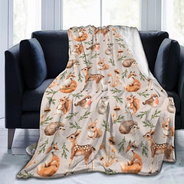 Gemütliche Fuchs Decke aus weichem Flanell mit Tierdruck, B/B: 180 x 230 cm, Mehrfarbig - Bild 1