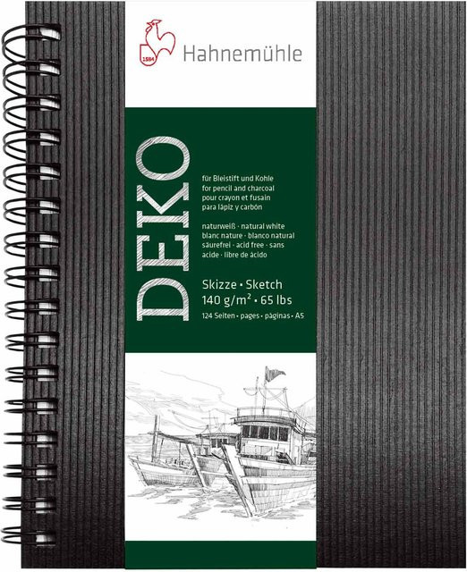 Hahnemühle Spiral-Skizzenbuch Deko Schwarz, 62 Blatt, A5 - Bild 1