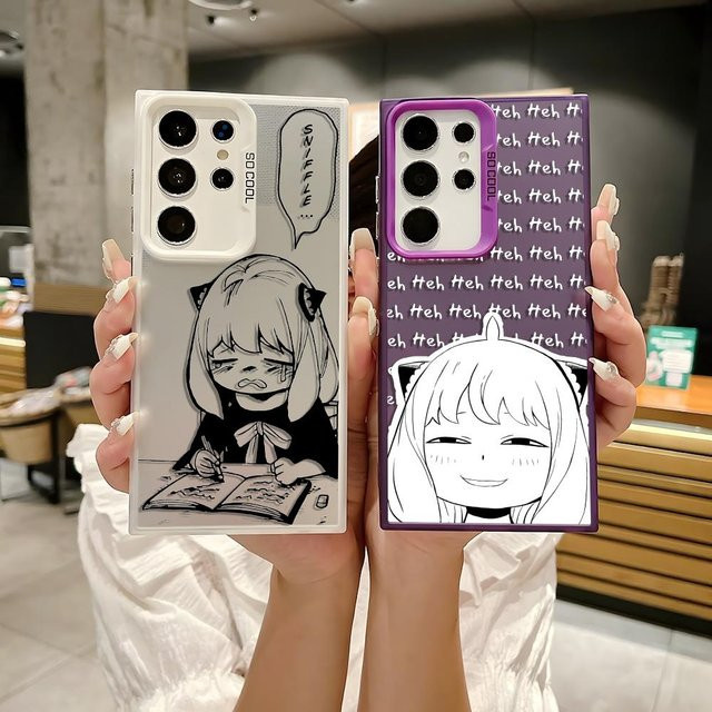 Silikon Handyhülle im Spy x Family Anya Design für Samsung Galaxy S25 S24 S23 S22 S21 S20 Ultra in Silber - Bild 1