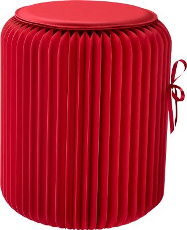 Paperflow faltbarer Sitzhocker aus Wabenkarton mit Kunstleder-Sitzkissen, rot, Durchmesser: 30 cm, Höhe: 42 cm - Bild 2