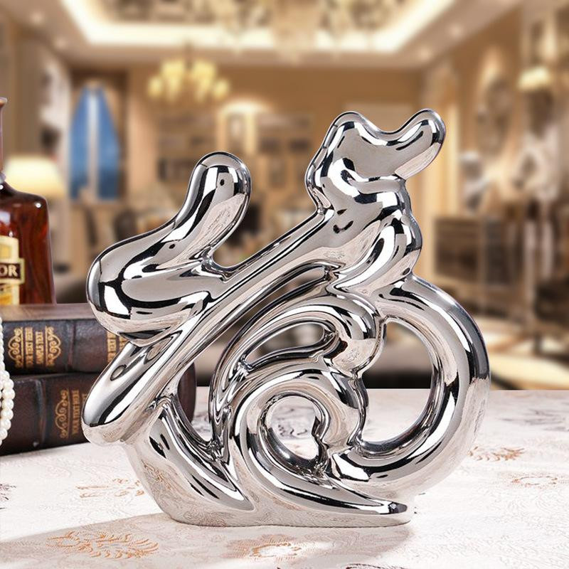 Moderne abstrakte Keramik-Ornamente von Yiran Furniture in Gold und Silber zur Dekoration für Wohnzimmer und Büro - Bild 2