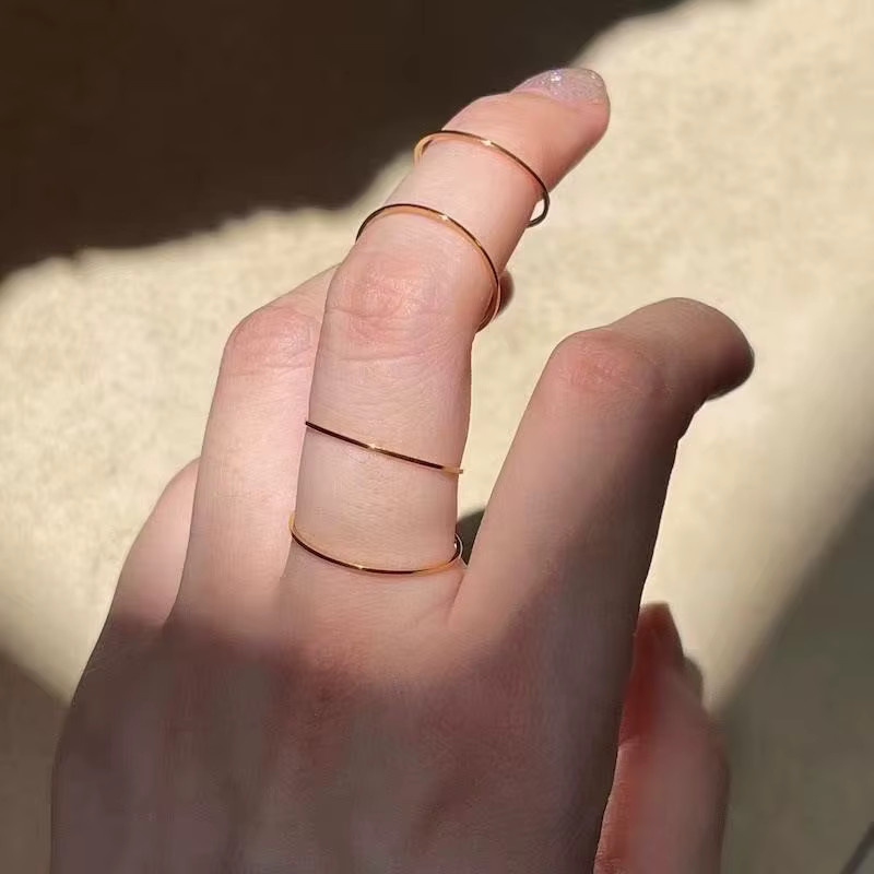 NUOBING Ring Edelstahl, 18 Karat PVD-vergoldet, Gold, Damen - Bild 3