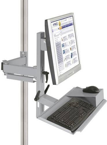Manuflex LZ8202.9006 ESD Ergonomie Monitorträger für Alu-Aufbauportale mit Tastatur- und Mausfläche sowie VESA-Adapter 75mm in Grau - Bild 1
