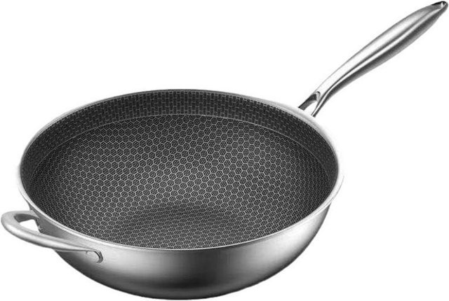 FEB.WIND Saute Pan Antihaft Wok für Induktion, Silber, PFOA-frei und spülmaschinenfest - Bild 1