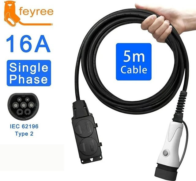 Feyree V2L-Kabel Typ 2 für Elektroautos mit EU-Buchse, 16 A, verbesserte Version für Outdoor-Kraftwerke - Bild 1