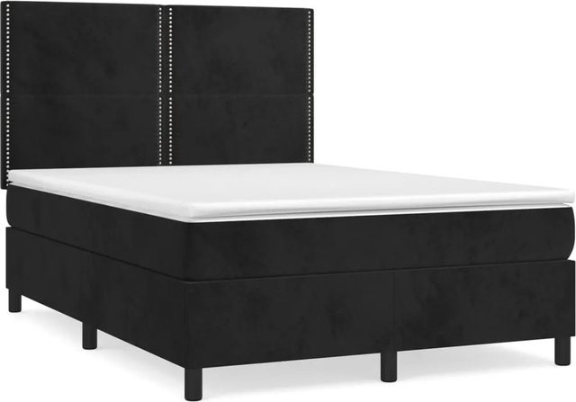 vidaXL Boxspringbett mit Matratze Schwarz Samt B/T: 140 x 200 cm - Bild 1