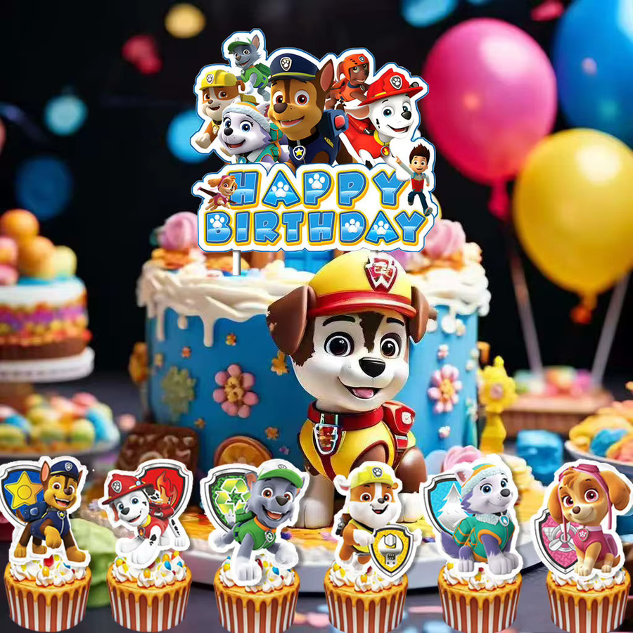 Paw Patrol Tortendekoration, Banner, Flaggen, Party-Aufsätze, Cupcake-Dekorationen - Bild 3