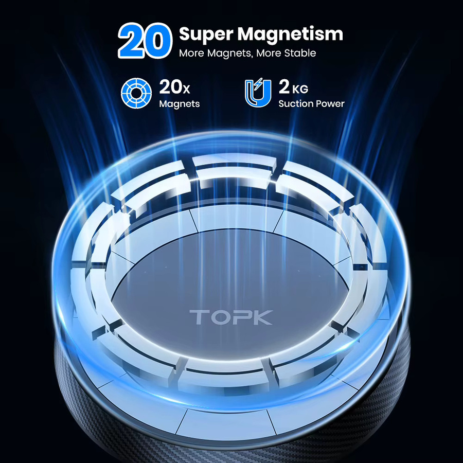 TOPK Magnetischer Autotelefonhalter mit Metallhaken für MagSafe, kompatibel mit iPhone 16, 15, 14, 13, 12 Pro Max Plus Mini-Hülle - Bild 3
