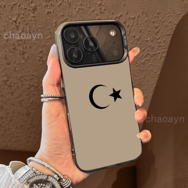 Mairuige Stern-Mond Handyhülle für iPhone in Schwarz aus PC und TPU als Laser-Hartschale - Bild 1