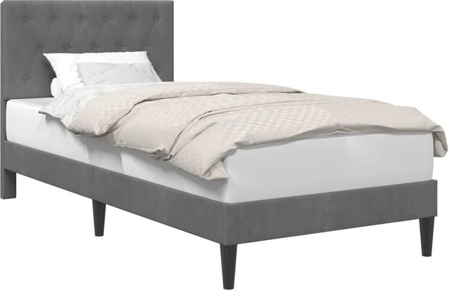 vidaXL Bettrahmen mit Kopfteil aus Samt in Dunkelgrau, B/T/H: 80 x 200 x 84 cm - Bild 1