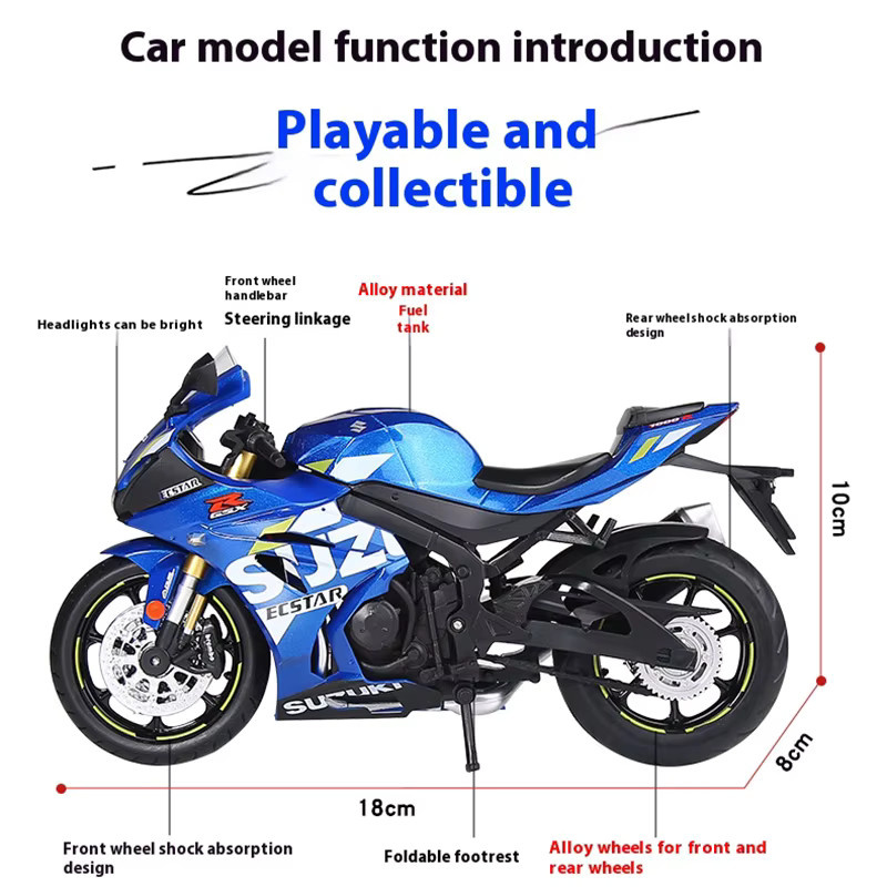 CCA GSX1000R Motorrad-Modell, 1:12, Metall, Rot - Bild 1