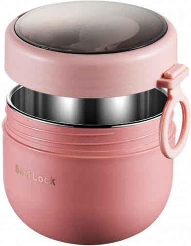 Binchi Outdoor Equipment Thermosbehälter aus Edelstahl mit Vakuum-Isolierung für Heißspeisen und Suppen, 600 ml, Rosa - Bild 1