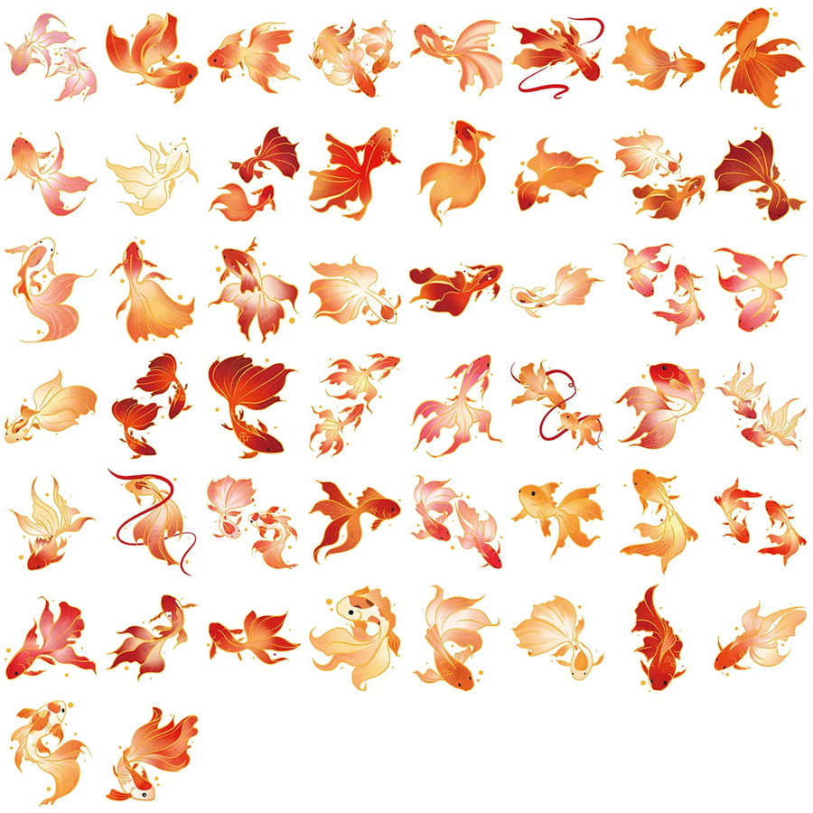 50 Stück Koi Xianrui Transparente PET Dekorative Aufkleber Set in Multicolour für DIY Laptop Wasserbecher und Taschen - Bild 2