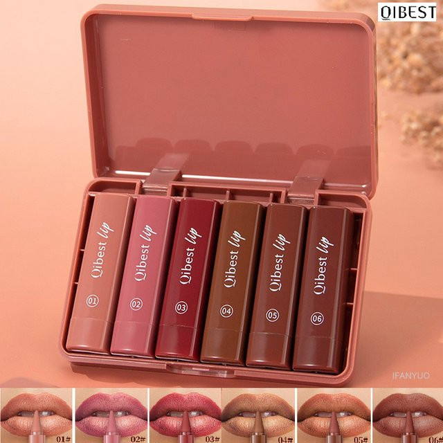 QIBEST Lippenstift Set, 6 Stück, Matt, Rosa Rot - Bild 1