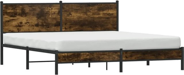 vidaXL Metallbett in Räuchereiche ohne Matratze, B/T/H: 187 x 91,5 x 187 cm - Bild 1