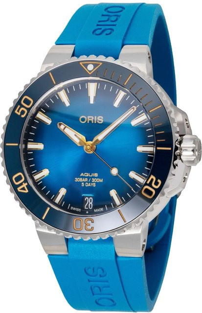 Oris Herrenuhr Aquis Date, Automatik, Edelstahl, 41,5 mm, Blau, 30 ATM - Bild 1