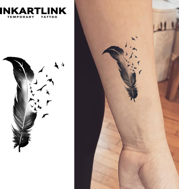 INKARTLINK Temporäres Feder-Tattoo, wasserfest, semi-permanent - Bild 1