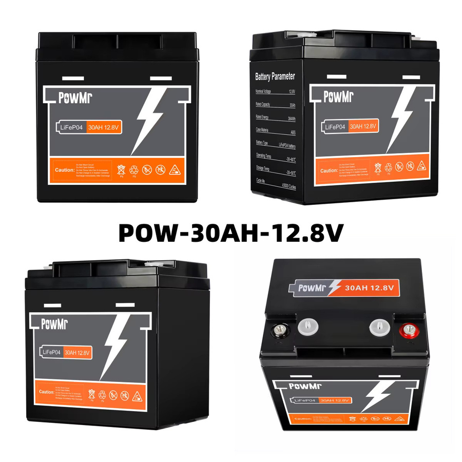 PowMr LiFePO4 Batterie 12,8V 30Ah mit integriertem BMS, 384Wh, Schwarz - Bild 7