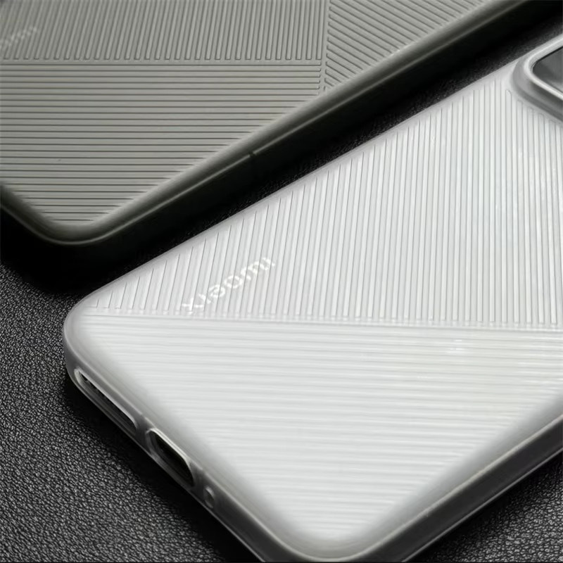 Geometrische Silikon-Schutzhülle für Xiaomi 14 Pro, Mi 15, Xiaomi 13 und Xiaomi 17 in Transparent mit mattem Streifen-Design - Bild 4