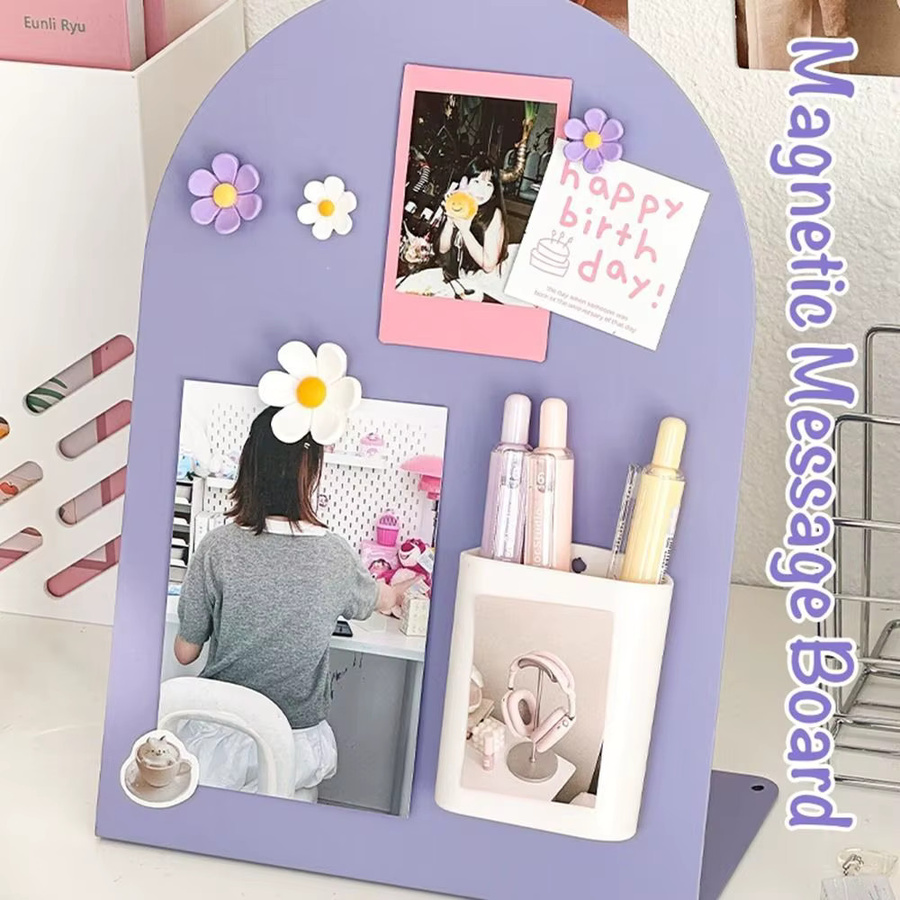 Magnetische Notiztafel für den Schreibtisch mit vertikalem Bogen und großem Fassungsvermögen als Desktop-Organizer für Büro und Zuhause in Weiß - Bild 2