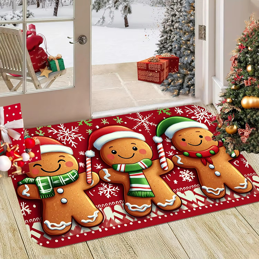 VIKAMA Weihnachts-Fußmatte mit Lebkuchenmann-Muster für Badezimmer, Wohnzimmer und Schlafzimmer - Bild 2