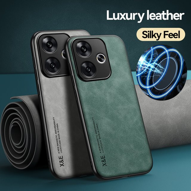 Mor Mi Mi Luxuriöse Schaffell-Handyhülle mit Magnetfunktion für Poco F6, F5 Pro, F4GT und F3 in Blau - Bild 1