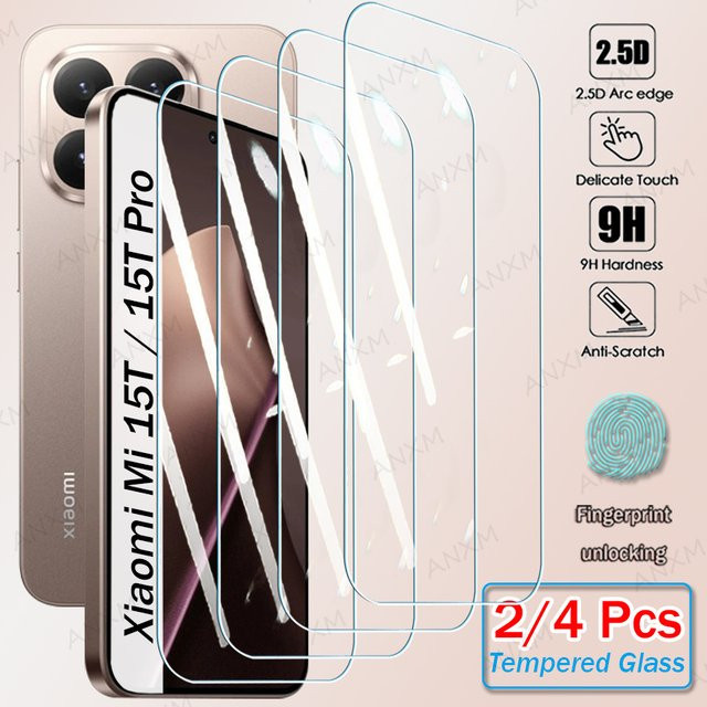 2/4er Set Gehärtetes Glas Screen Protector für Xiaomi Mi 14T, Mi 15T und Mi 17 Pro Max, Transparent, Ultraschall Fingerabdruck Entsperrung kompatibel - Bild 1