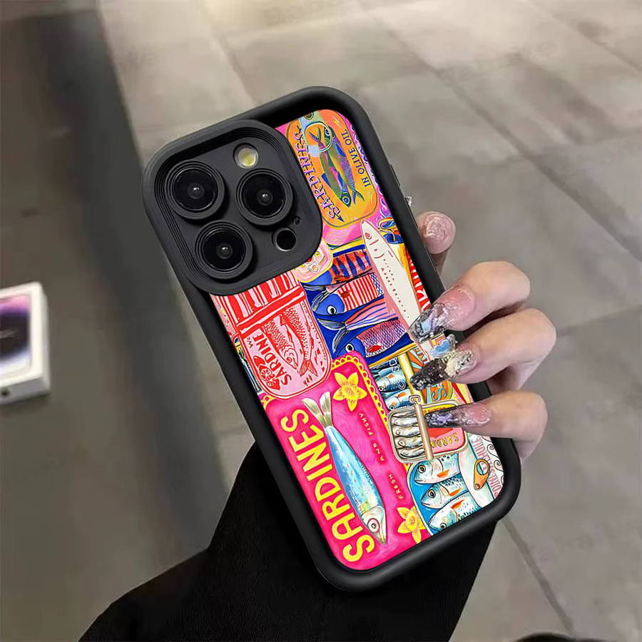 Potdemiel Handyhülle mit buntem Sardinen-Hummerfisch-Ozean Design für iPhone 11 bis iPhone 17 Pro Max Plus in Multicolour - Bild 3