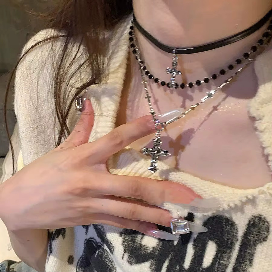 imixlot Halskette, Kreuz Anhänger, Perle, Silber, Unisex, Vintage - Bild 2