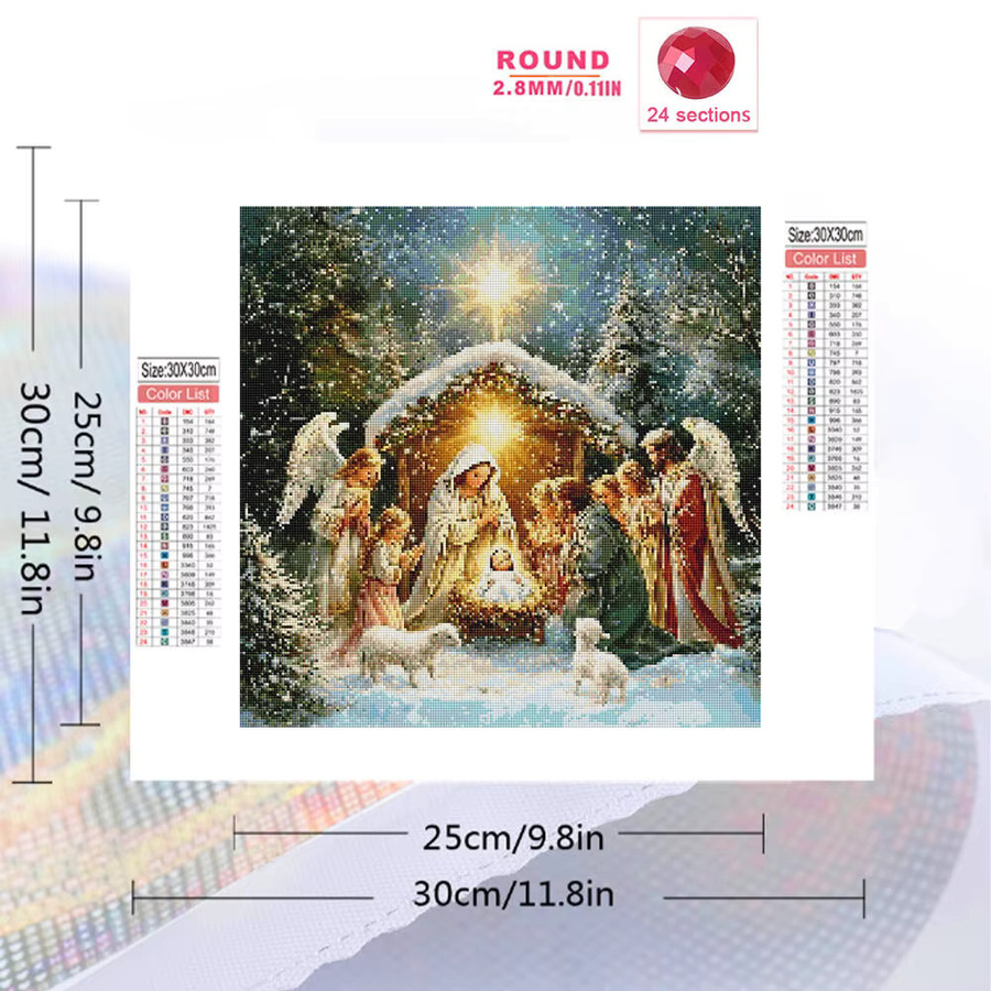 YUTTEE Diamantmalerei DIY Mosaik Set Jesus und Engel Porträt in Winter Optik, Wanddeko Multicolor, B/H: 20 x 20 cm - Bild 2