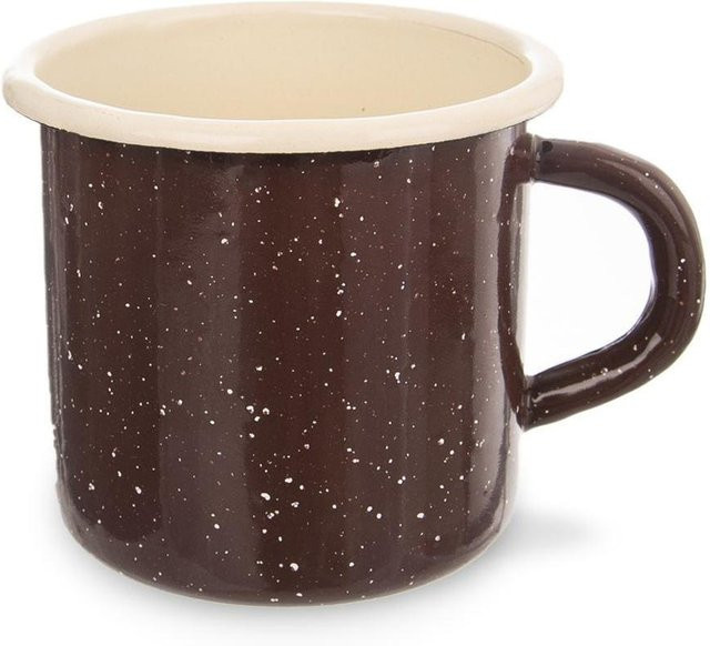 Emailliertasse in Braun und Beige mit 400 ml Inhalt - Bild 1