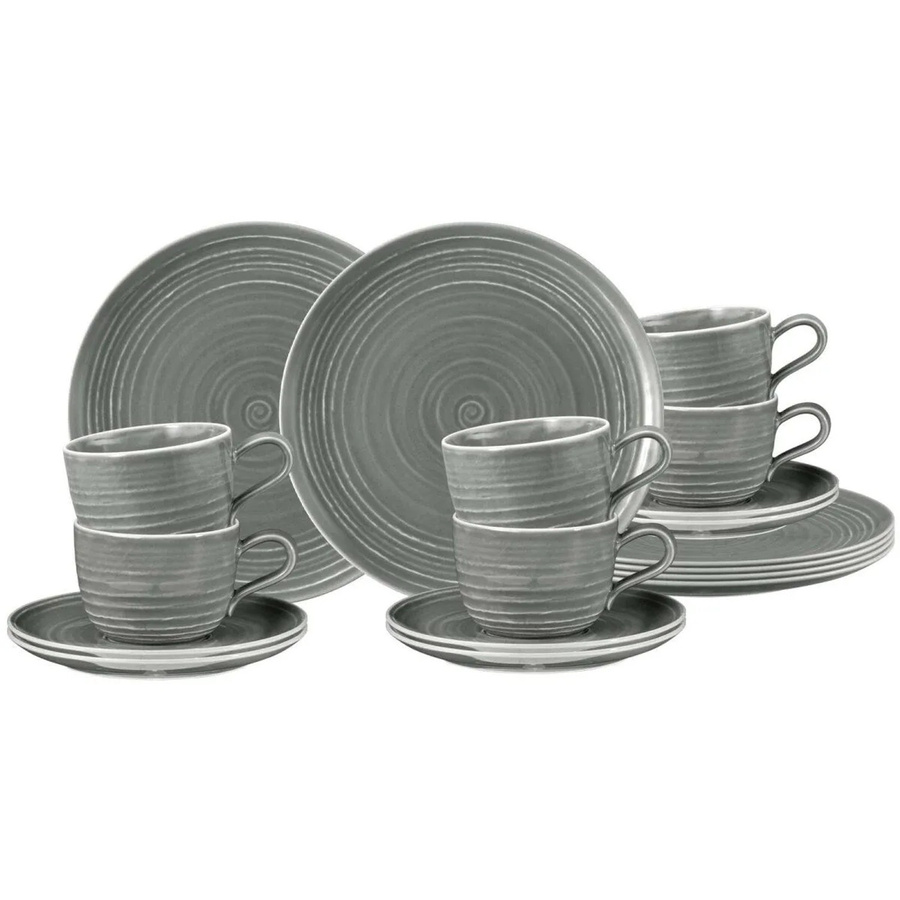 Seltmann Weiden Kaffeeservice Terra aus Porzellan, 18-teiliges Set, Perlgrau - Bild 2