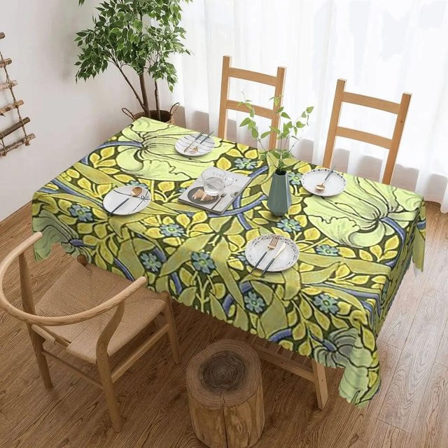Wasserdichte und ölbeständige Tischdecke JINGYUE Pet William Morris Algen Design in Grün, B/T: 100 x 145 cm - Bild 1