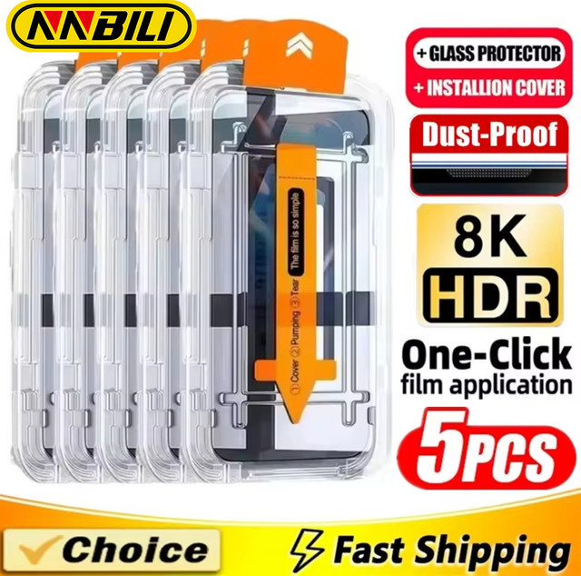 NNBILI 5er Pack Displayschutzfolie mit oleophober Beschichtung für iPhone 17, 16, 15, 14, 13, 12, 11 Pro Max und Air, transparent - Bild 1