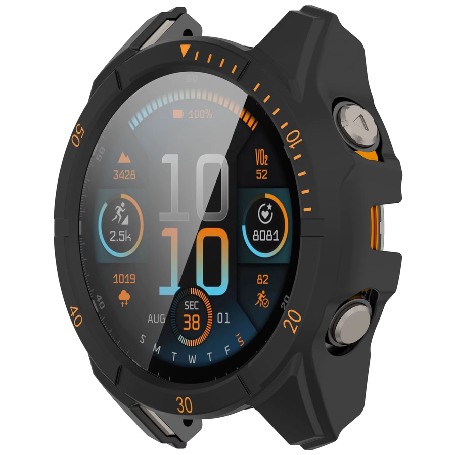 LCAPLE Uhrengehäuse für Garmin Fenix 8, Displayschutz, Edelstahl, Schwarz, Unisex - Bild 2