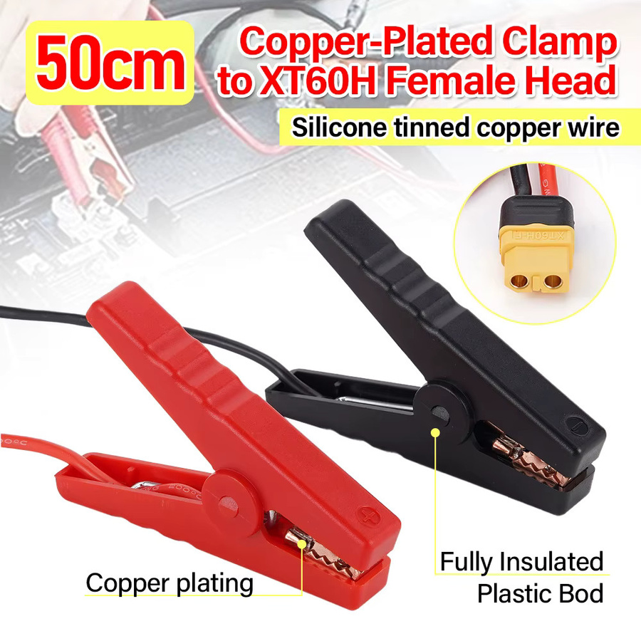 JAKYLOVE Universelles 12V 14AWG Krokodilklemmen-Set mit T-Stecker und XT60H-Buchse in Rot für Autobatterie-Ladegeräte und DIY-Zubehör - Bild 2