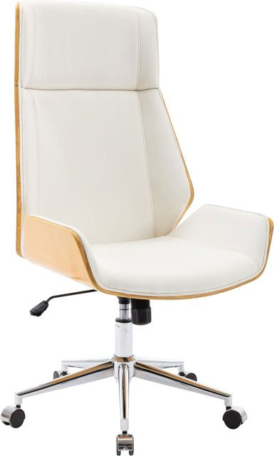 TPFLiving Bürostuhl Bredow aus Kunstleder in Natura/Weiß, moderner Schreibtischstuhl mit Rollen für dein Home-Office, B/T/H: 63 x 60 x 121 cm - Bild 1