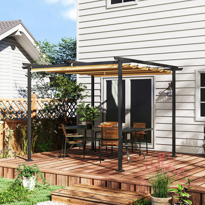 Outsunny Pergola aus Metall in Beige mit Polyesterdach, B/H/L: 300 x 227 x 300 cm - Bild 2