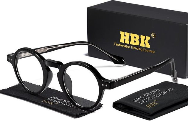 HBK Vintage Lesebrille, Rund, Vollrand, Kunststoff, Unisex, Black - Bild 1