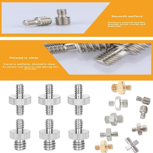 Kamera Schrauben Adapter Set 1/4 Zoll auf 1/4 und 3/8 Zoll Stecker für Stativ, Einbeinstativ und Ringlicht, Farbe: Silber - Bild 1